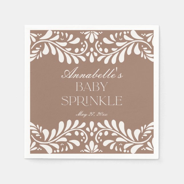 Servilleta De Papel Mocha Brown Talavera Tile Fiesta Baby Sprinkle (Anverso)
