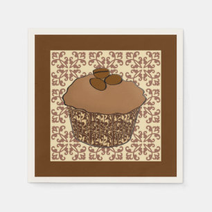 Servilleta De Papel Mocha / Café Pastel escarlatado, fondo de encaje