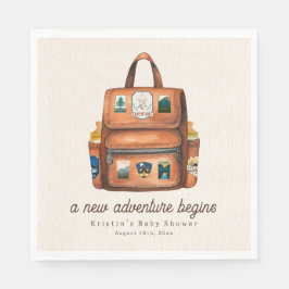 Servilleta De Papel Mochila de aventura + Botellas Woodland Baby Showe