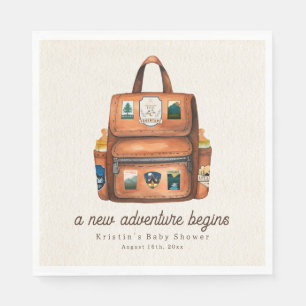 Servilleta De Papel Mochila de aventura + Botellas Woodland Baby Showe