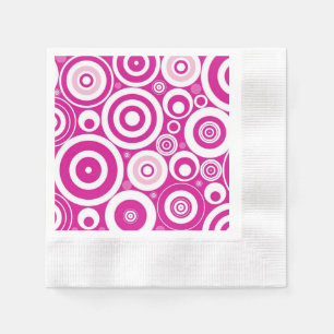 Servilleta De Papel Mod Círculos Retro Concéntricos Rosa y Blanco