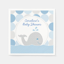 Servilleta De Papel Mod Whale Baby Boy Ducha Azul y Gris