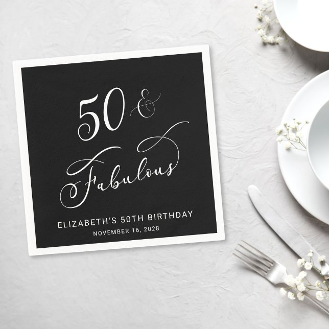 Servilleta De Papel Moda 50.ª fiesta de cumpleaños Negro (Subido por el creador)