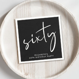 Servilleta De Papel Moda 60.ª fiesta de cumpleaños negro