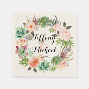 Servilleta De Papel Moda acuarela Floral Wreath Boda-4