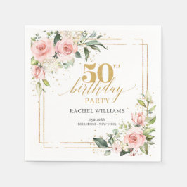 Servilleta De Papel Moda acuarela rosas de color negro oro 50 cumpleañ