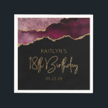 Servilleta De Papel Moda Agate Geode Burgundy Gold 18th Birthday Party<br><div class="desc">Estas servilletas glamorosas de papel de moda para la fiesta de los 18 años presentan una imagen acuarela de una ágata geodésica en tonos burdeos con falsos purpurinas de oro. Las palabras "Cumpleaños 18" aparecen en un falso purpurina de oro en un estilo de letra decorativo moderno. Personalizar con el...</div>