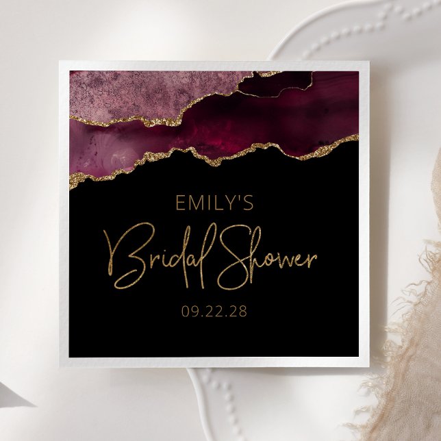 Servilleta De Papel Moda Agate Geode Burgundy Gold Bridal Shower (Subido por el creador)