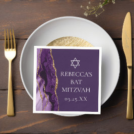 Servilleta De Papel Moda Agate Purple Gold Bat Mitzvah Fiesta