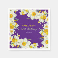 Moda Amarillo Blanco Daffodil Floral Purple Cumple