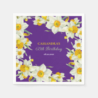Servilleta De Papel Moda Amarillo Blanco Daffodil Floral Purple Cumple