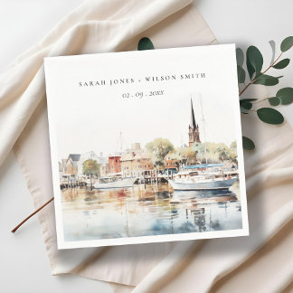 Servilleta De Papel Moda Annapolis Maryland Watercolor Boda