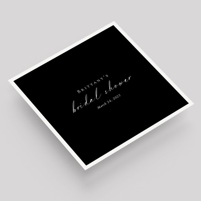 Servilleta De Papel Moda Antecedentes negros Ducha de novia (Chic Black Background Custom Bridal Shower Napkins)