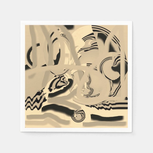Servilleta De Papel Moda Arte Moderno Taupe Papel de cóctel negro (Anverso)