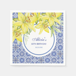 Servilleta De Papel Moda Azul Portugués Azulejo Amarillo Cumpleaños