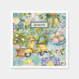 Servilleta De Papel Moda azul turquesa siciliano de cítricos coloració