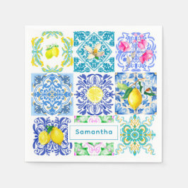 Servilleta De Papel Moda azulejo siciliano azulejos mediterráneos de A