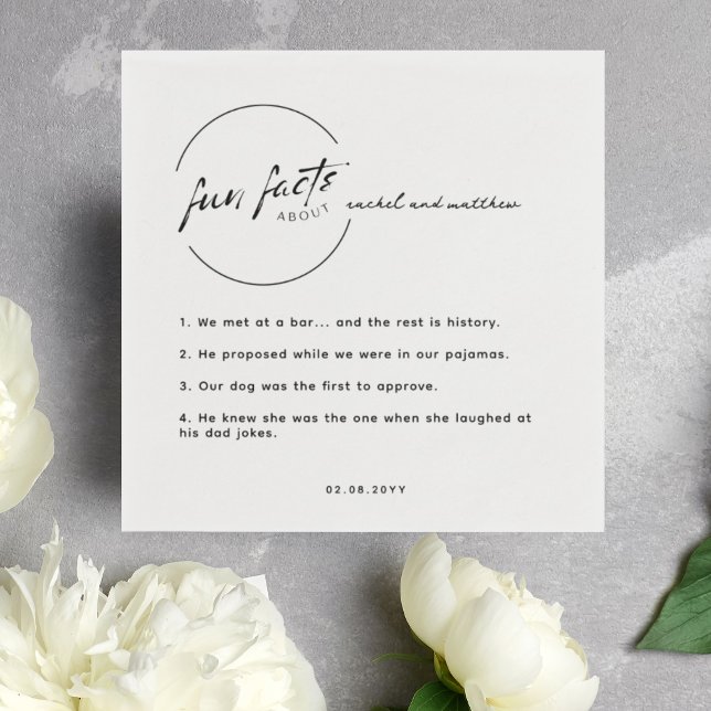 Servilleta De Papel Moda Blanca Negra Boda de datos divertidos moderno (Subido por el creador)