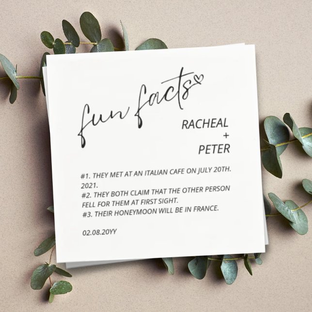 Servilleta De Papel Moda Blanca Negra Fun Fact Boda de guiones (Subido por el creador)