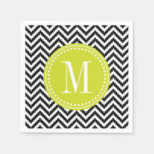 Servilleta De Papel Moda blanca y negra Aztec Chevron Monogramado