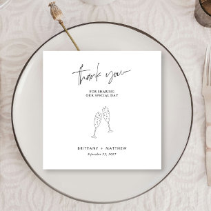 Servilleta De Papel Moda Boda cursivo negro Gracias Napkins