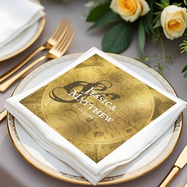Servilleta De Papel Moda Boda Dorado (Chic Golden Wedding Napkins)