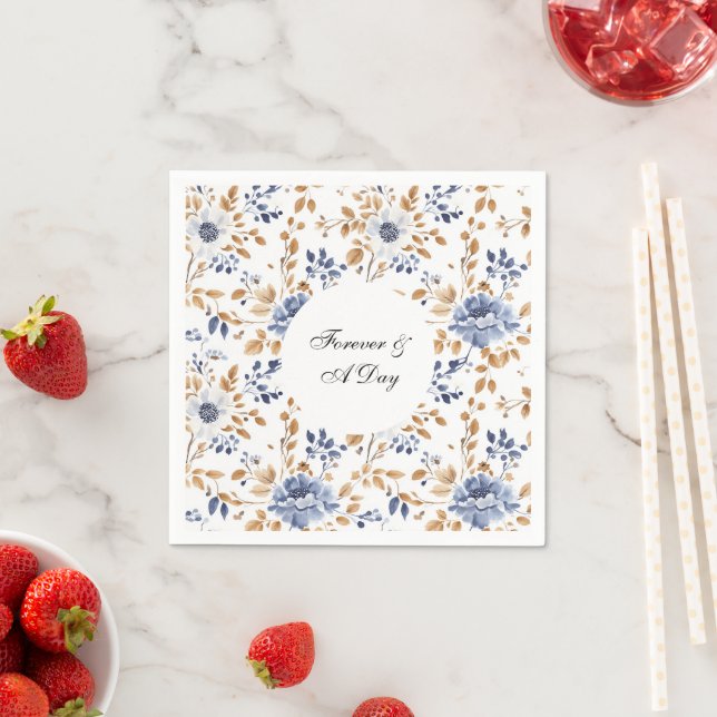 Servilleta De Papel Moda Boda floral azul romántico (In situ)