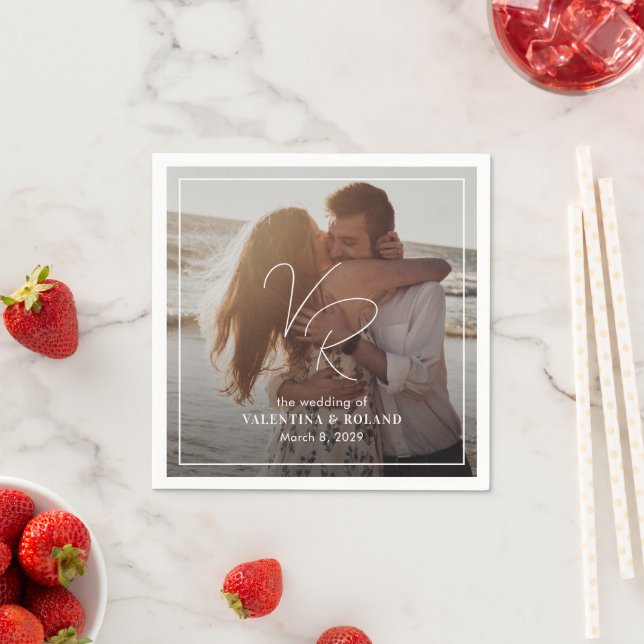 Servilleta De Papel Moda Boda moderno foto en blanco y negro (In situ)