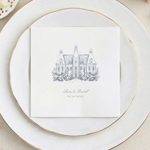 Servilleta De Papel Moda Boda Napkins Esbozo de Chateau Venue