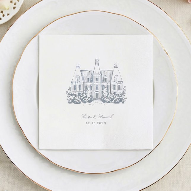 Servilleta De Papel Moda Boda Napkins | Esbozo de Chateau Venue (Subido por el creador)