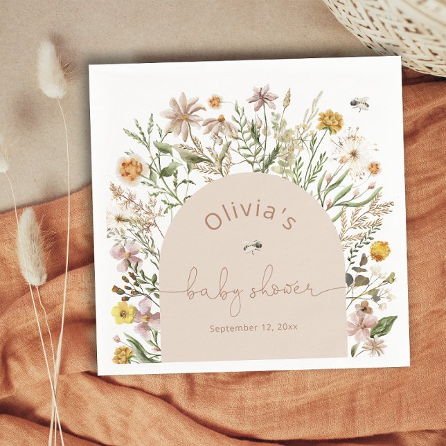 Servilleta De Papel Moda Boho Flores silvestres Baby Shower Papel Napk (Subido por el creador)