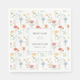 Servilleta De Papel Moda Boho Flores silvestres Boda floral moderna