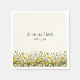 Servilleta De Papel Moda Boho Flores silvestres Oliva amarillo Jardín 