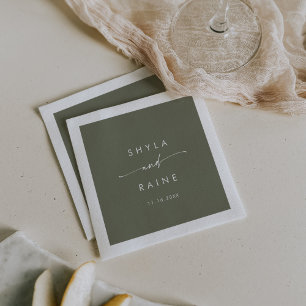Servilleta De Papel Moda Boho Green Monograma Napkins Boda