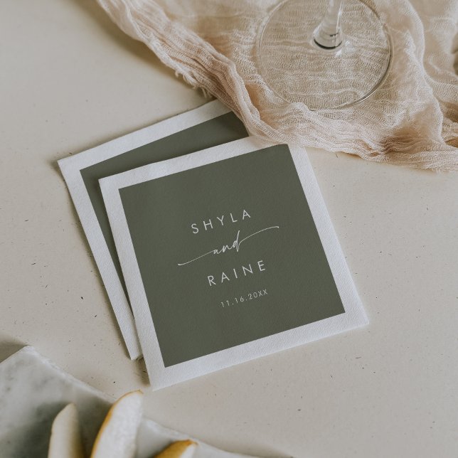 Servilleta De Papel Moda Boho Green Monograma Napkins Boda (Subido por el creador)