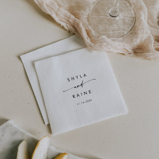 Servilleta De Papel Moda Boho Monograma negro y blanco Boda Napkins