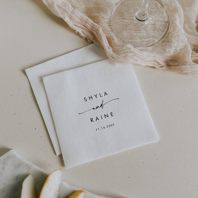 Servilleta De Papel Moda Boho Monograma negro y blanco Boda Napkins (Subido por el creador)