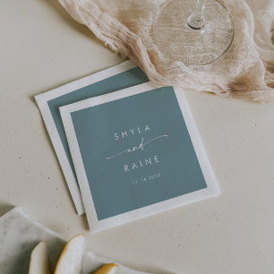 Servilleta De Papel Moda Boho Monograma Verde azulado Seafoam Bodas Na