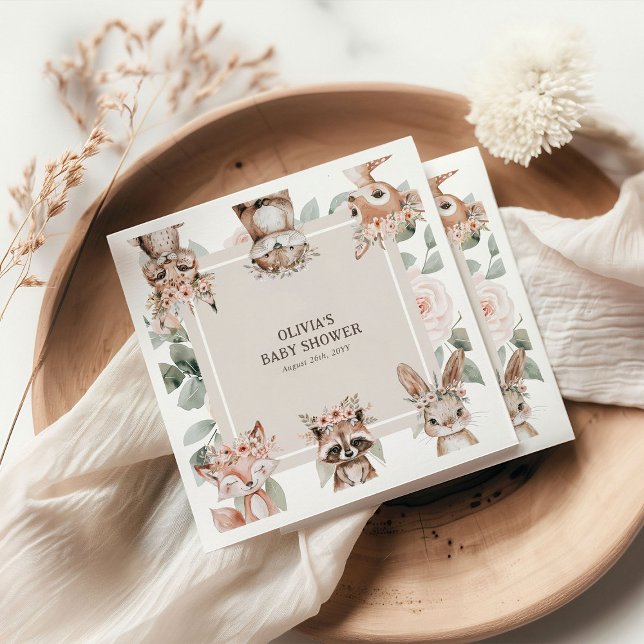 Servilleta De Papel Moda Boho Woodland Animals Baby Shower (Subido por el creador)
