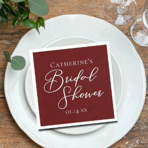 Servilleta De Papel Moda Borgoña Ducha Bridal Blanco Personalizado