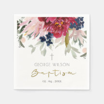 Moda Borgoña Rojo Rubor Azul Oro Bautismo Floral