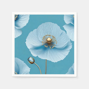 Servilleta De Papel Moda botánica moderna con amapola azul