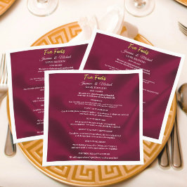 Servilleta De Papel Moda Burgundy y Gold Script Boda Fun Hacts