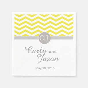 Servilleta De Papel Moda Chevron   gris amarillo blanco