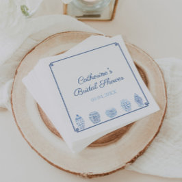 Servilleta De Papel Moda Chinoiserie blanca azul Ducha nupcial Boda