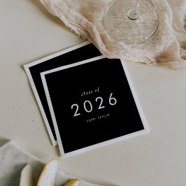 Servilleta De Papel Moda Clase Negra Oscura de Graduación 2025