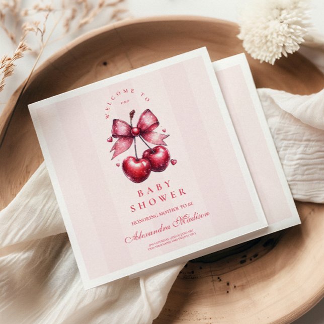 Servilleta De Papel Moda Coquette Cherry en Baby Shower top (Subido por el creador)