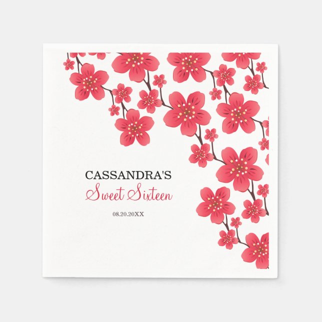 Servilleta De Papel Moda Cruz Roja Cerezo Blossom Floral Botanario Cum (Anverso)