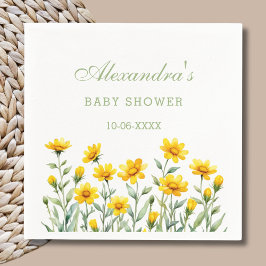 Servilleta De Papel Moda de Boho Amarillo Wildflower Baby Shower