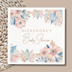 Servilleta De Papel Moda de Boho Floral Azul Rosa Baby Shower